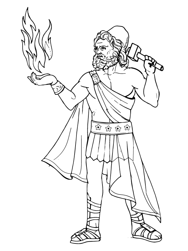 Hephaestus Greek God of Fire Coloring Page - Free Printable Coloring Pages  for Kids