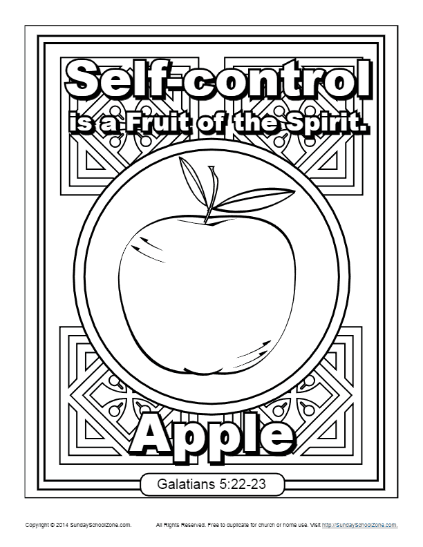 Fruit of the Spirit for Kids |Self-Control Coloring Page