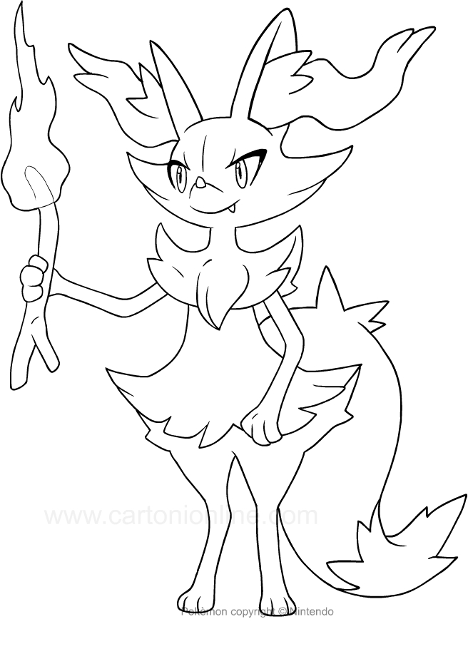 Drawing Braixen of the Pokemon coloring page