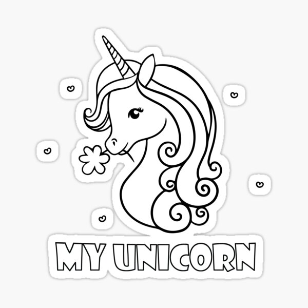 Unicorn Coloring Pages Stickers for Sale | Redbubble