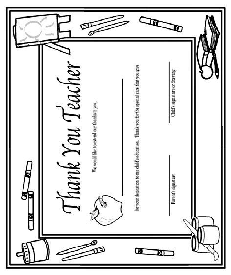 Thank You, Teacher' Certificate Coloring Page | crayola.com