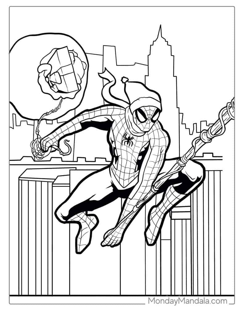 10 Festive Spider-Man Christmas Coloring Pages to Color