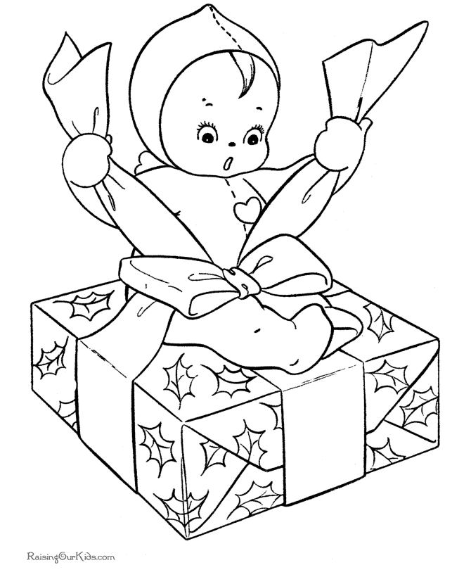 Kids Christmas coloring pages - Wrapping Gifts!