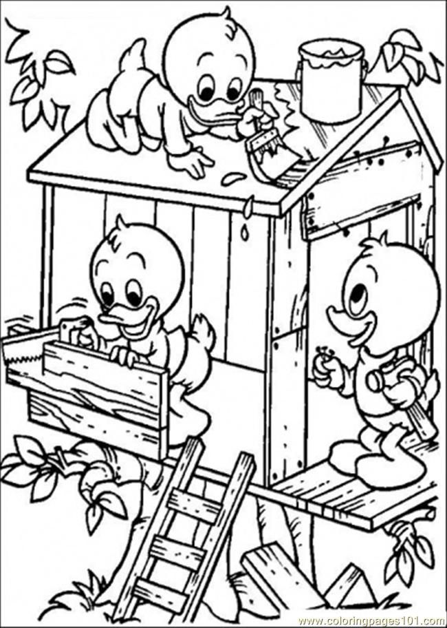 Coloring Pages Building A Tree House (Cartoons > Donald Duck 
