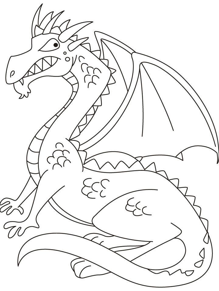 Dragon with wings able to fly high coloring pages | Download Free 
