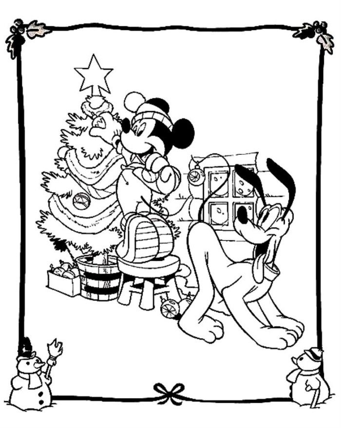 Pooh Carrying Christmas Tree Coloring Page - Christmas Coloring 