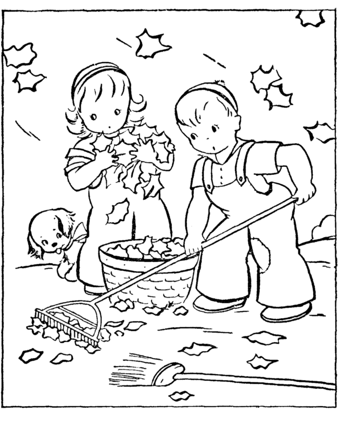 fall coloring pages kids clean up page sheets