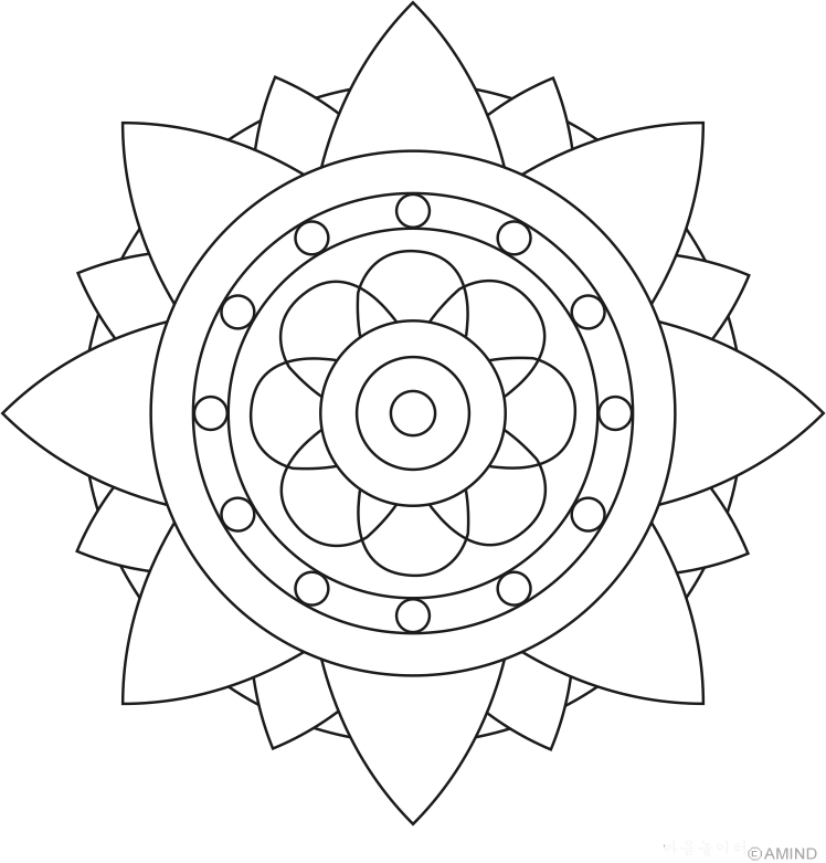 Free mandalas coloring > Flower Mandalas > Flower Mandala Design 14