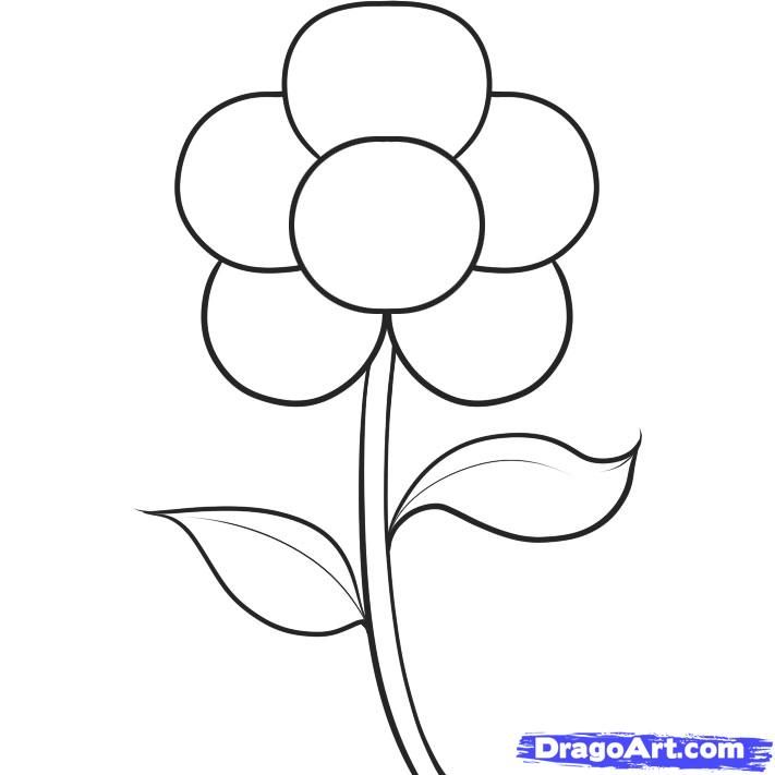 How to Draw an Easy Flower, Step by Step, Flowers, Pop Culture 