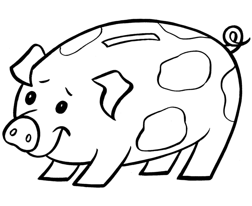 Toy Animal Coloring Pages | Spotted Piggy Bank Toy Coloring Page 