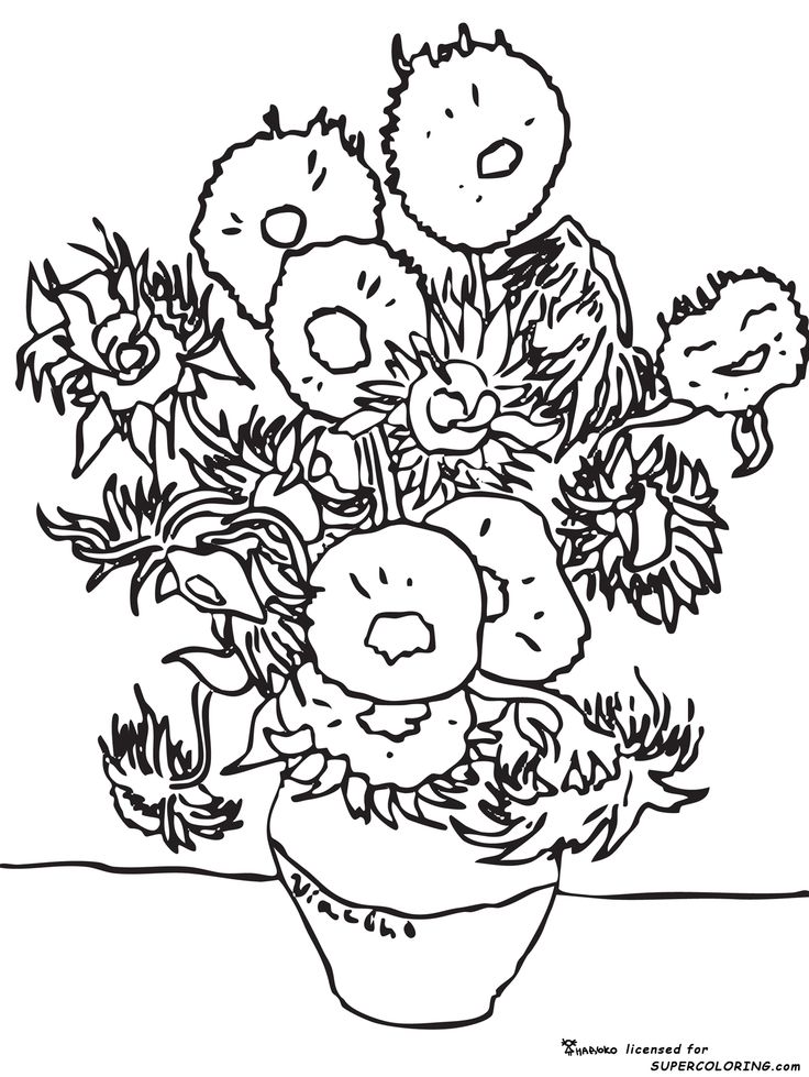 Van Gogh Sunflowers | coloring pages