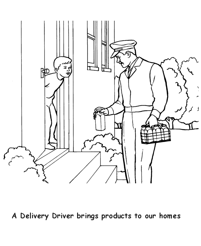 Labor Day Coloring Pages - Delivery Driver | HonkingDonkey