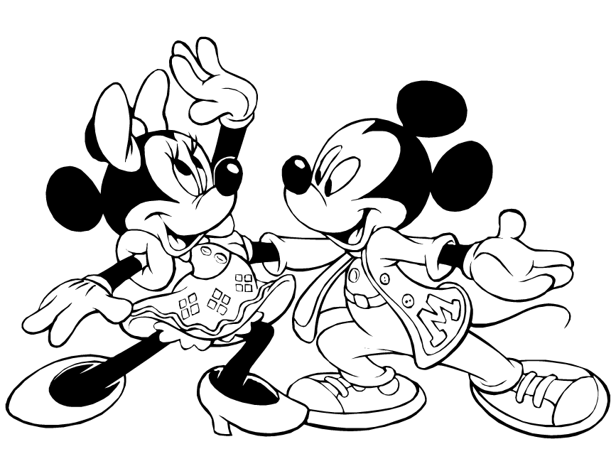 Mickey And Minnie Mouse Christmas Holiday Coloring Page | Free 