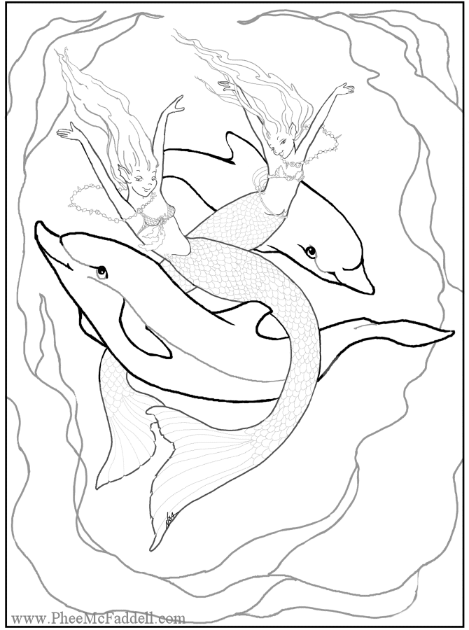 Dolphins - Ocean Animals Coloring Page