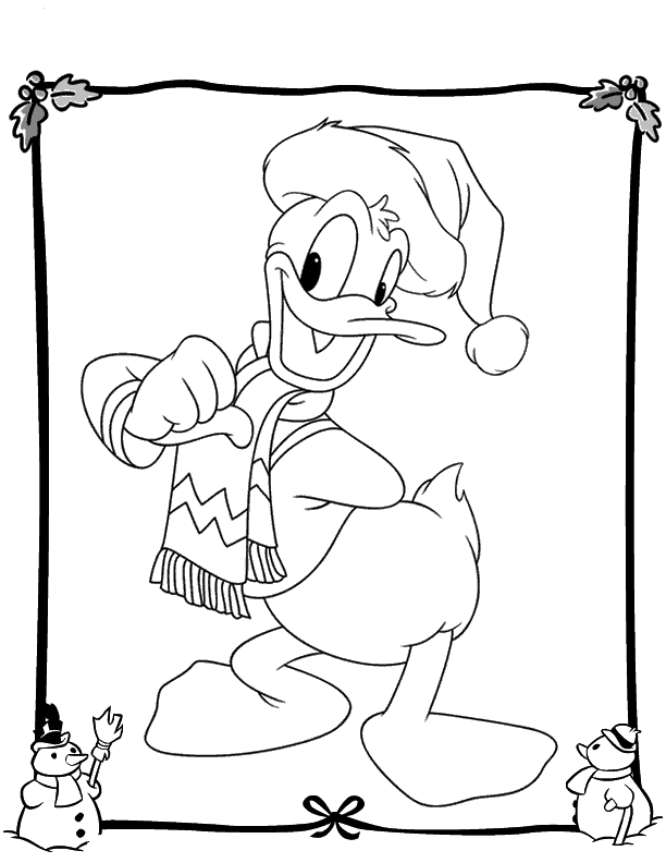 Christmas Donald Duck Coloring Pages