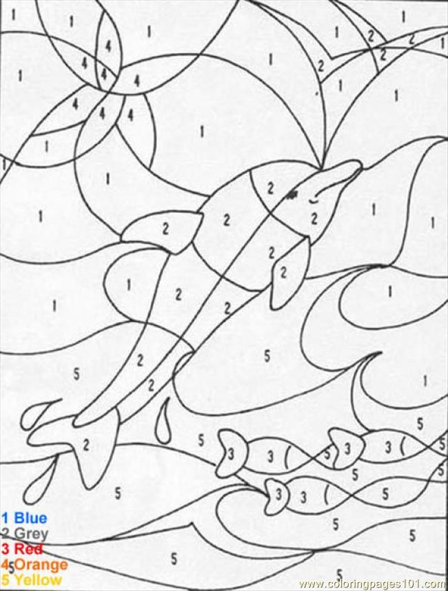 Free color by number coloring pages for kids – Sea animals 