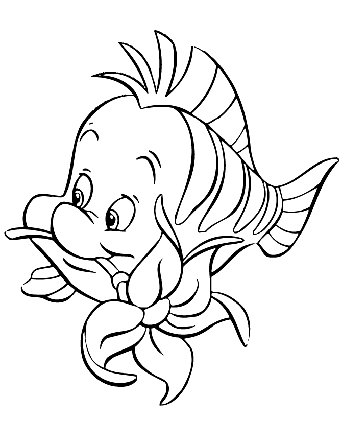 Flounder Biting Flower Cartoon Coloring Page | Free Printable 