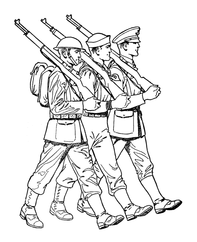 Armed Forces Day Coloring Pages |WW1 US Marine, Sailor, & Soldier 