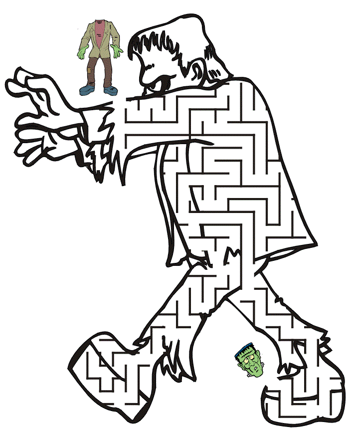 Free Halloween Frankenstein Maze Printable Coloring Pages | Coloring