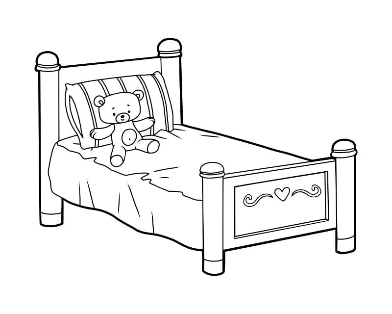 Teddy Bear In Bed Coloring Page - Free Printable Coloring Pages for Kids