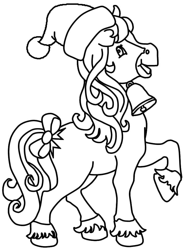 Christmas Horse Coloring Page - Free Printable Coloring Pages for Kids