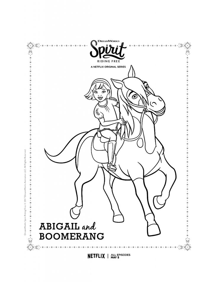 Spirit Riding Free Abigale And Boomerang Coloring Page ⋆ coloring.rocks! | Coloring  pages, Family coloring pages, Horse coloring pages