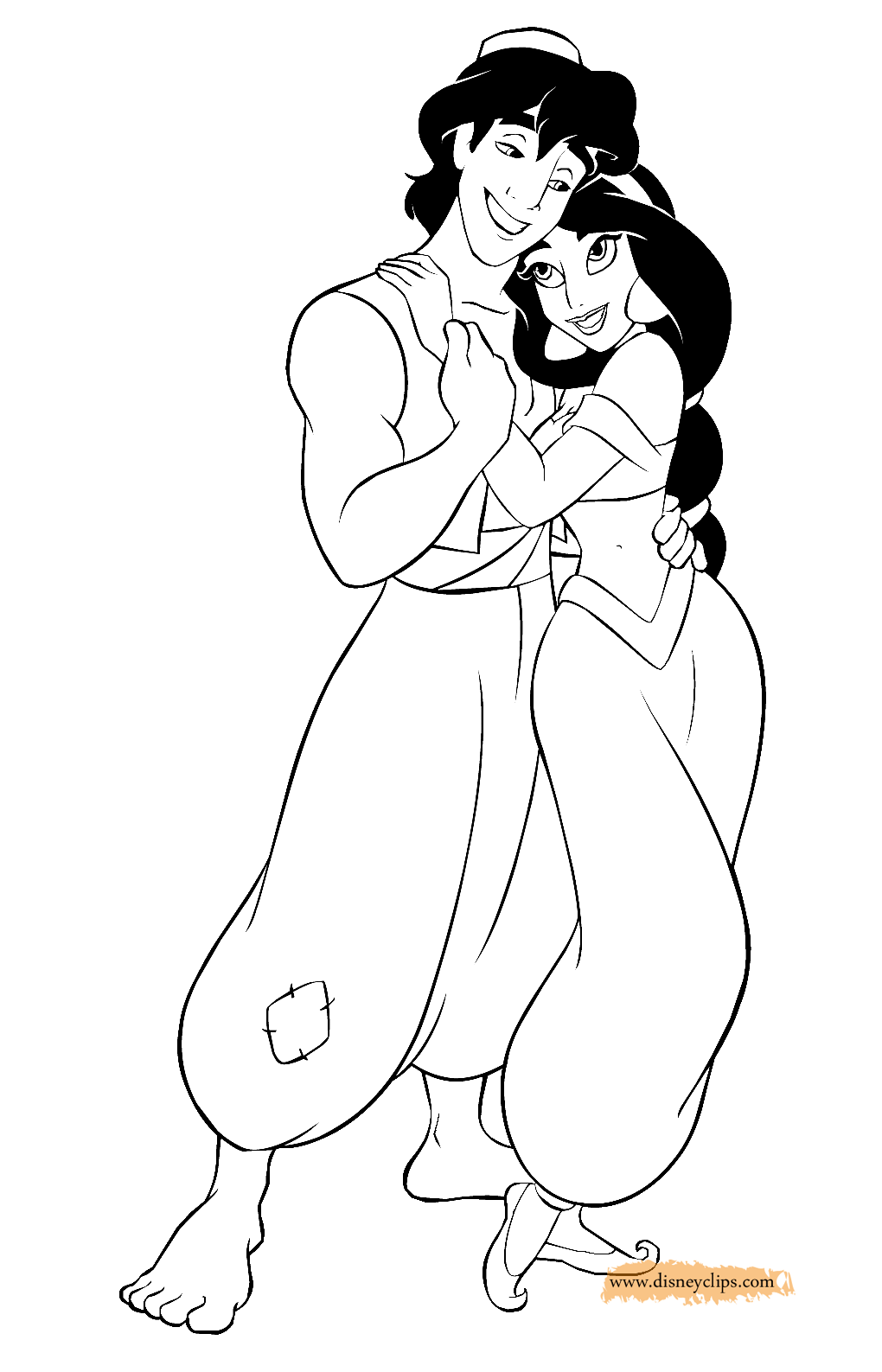 Aladdin And Jasmine - Coloring Pages for Kids and for Adults