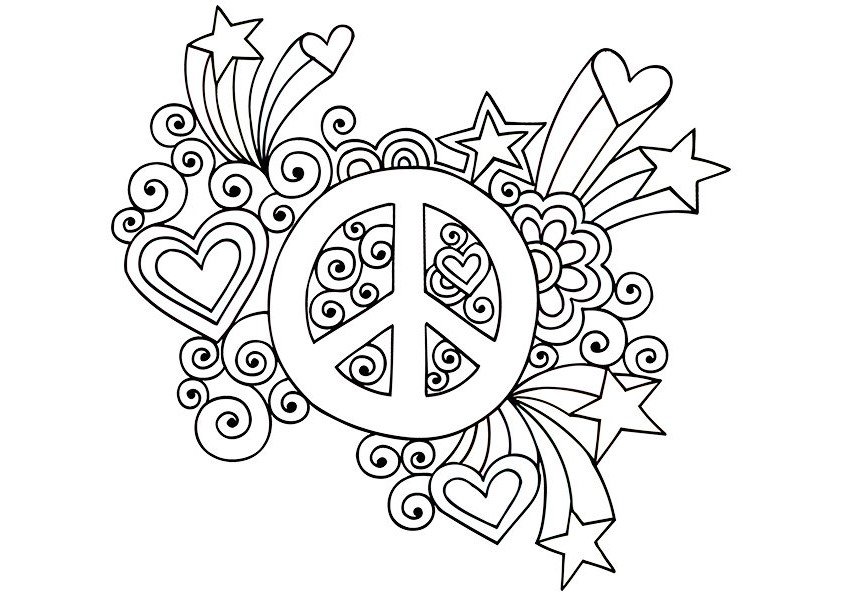 Simple and Attractive Peace Sign Coloring Pages - Get Coloring Pages