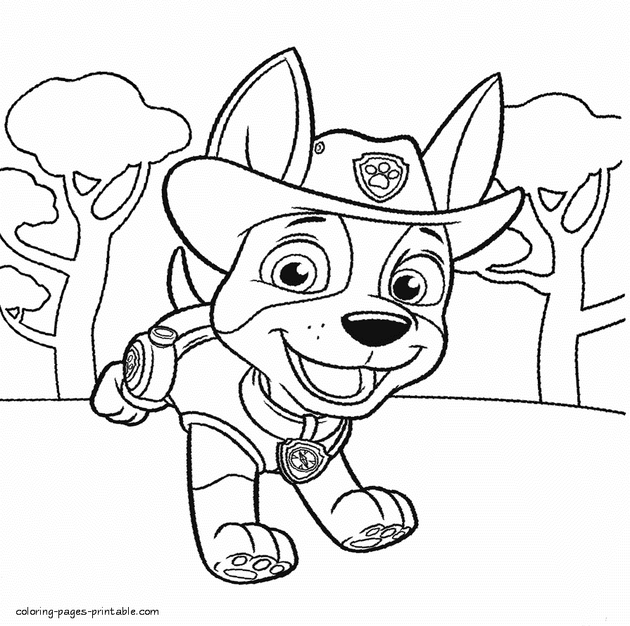 Paw Patrol printable coloring sheets. Tracker || COLORING-PAGES -PRINTABLE.COM