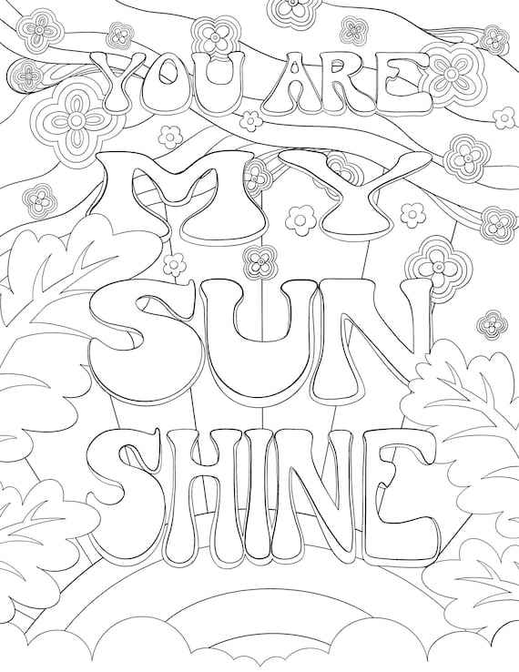 You Are My Sunshine Printable Coloring Page for Kids & Adults - Etsy