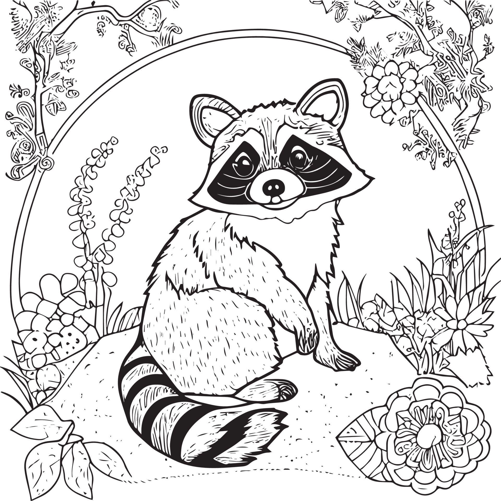 Happy raccoon playing outside. Coloring book for children. Cartoon outline  illustration. 14487829 Vector Art at Vecteezy