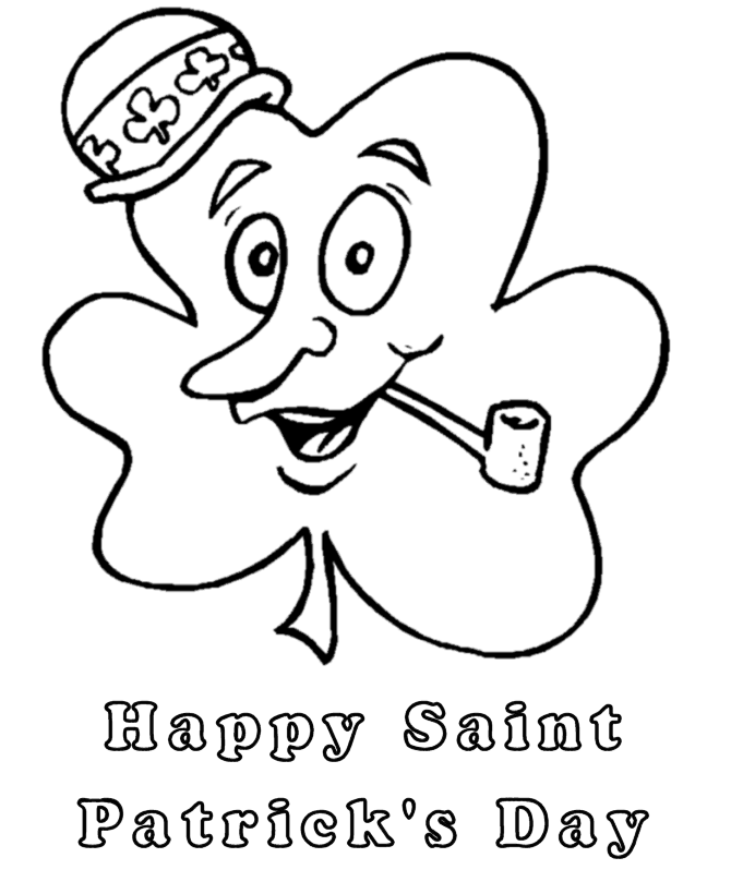 BlueBonkers: St Patrick's Day Coloring Page Sheets - 20 - Shamrock with hat Coloring  page