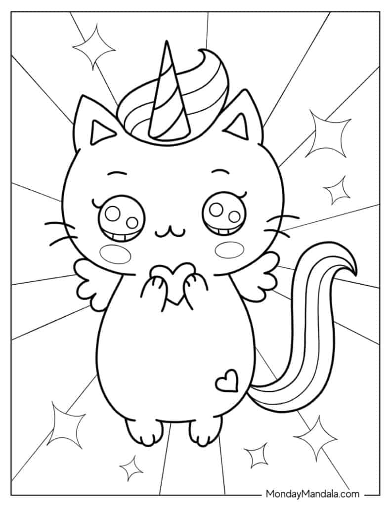 26 Unicorn Cat Coloring Pages (Free PDF ...