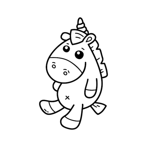 Coloring page with doodle plush unicorn