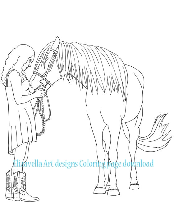 Horse Girl Coloring - Etsy Denmark