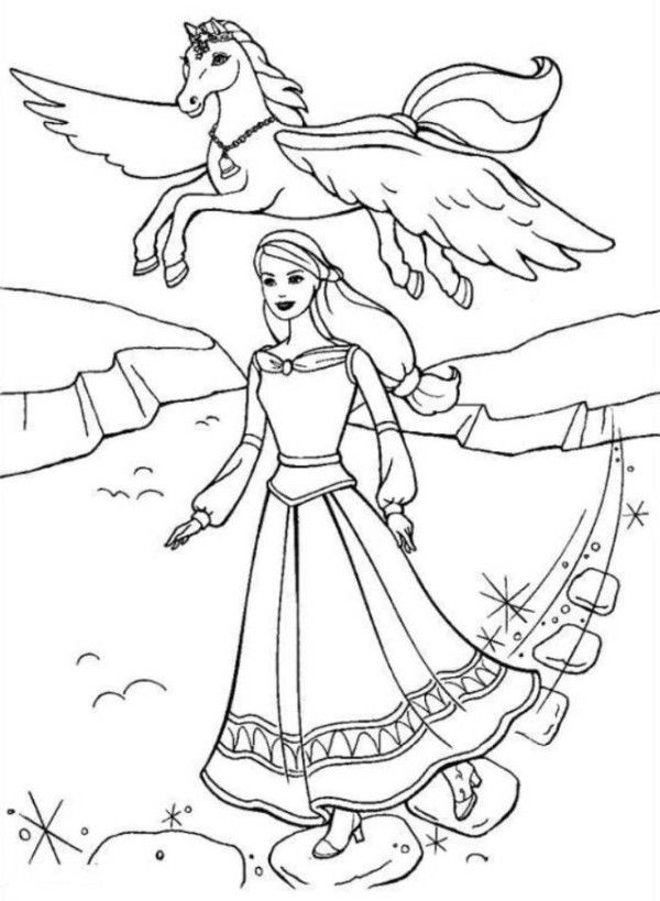 Pegasus Coloring Pages : Barbie Horse Coloring Page. Barbie And ...