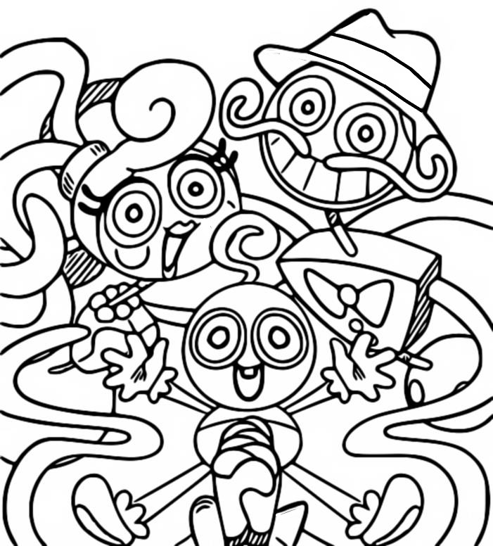 Coloring page Poppy Playtime : Mommy, Baby & Daddy Long Legs 10