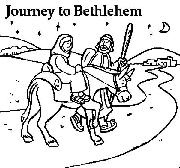 Mary And The Donkey And Joseph Journey To Bethlehem Coloring Pages : Best  Place to Color | Journey to bethlehem, Coloring pages, Printable christmas coloring  pages