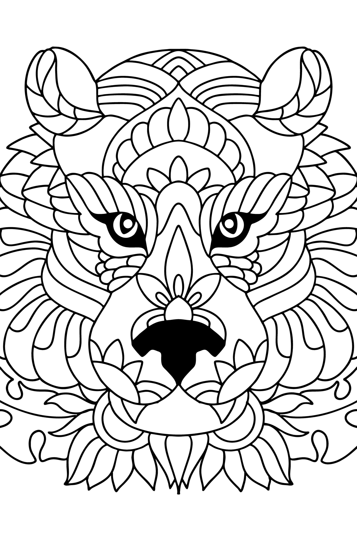 Tiger Antistress - Tigers coloring pages for Adults online