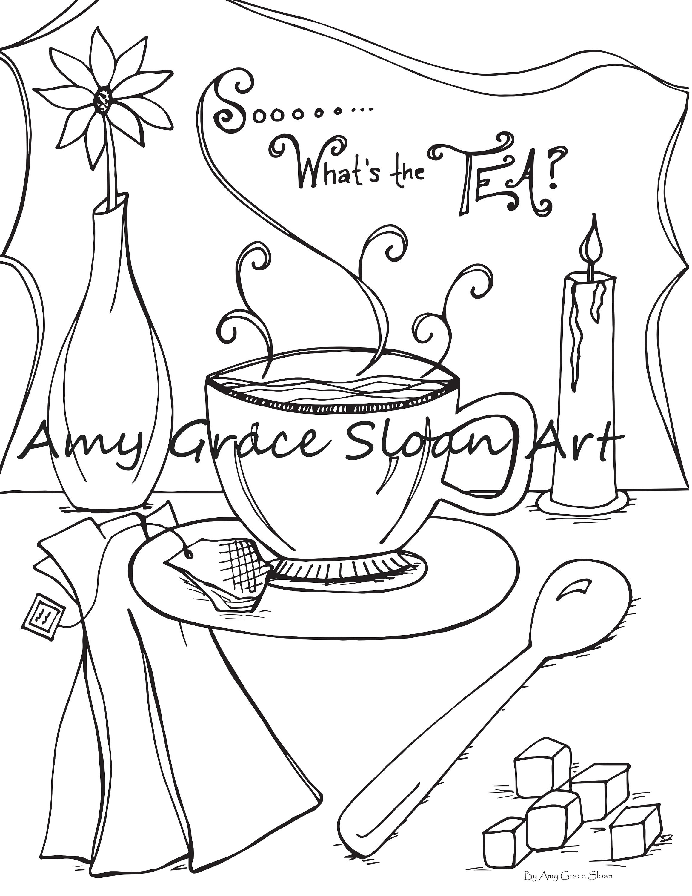 What's the Tea Coloring Page - Etsy