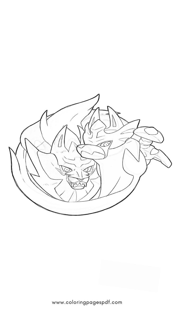 Pokémon Coloring Page Of Zacian Both Forms' Heads