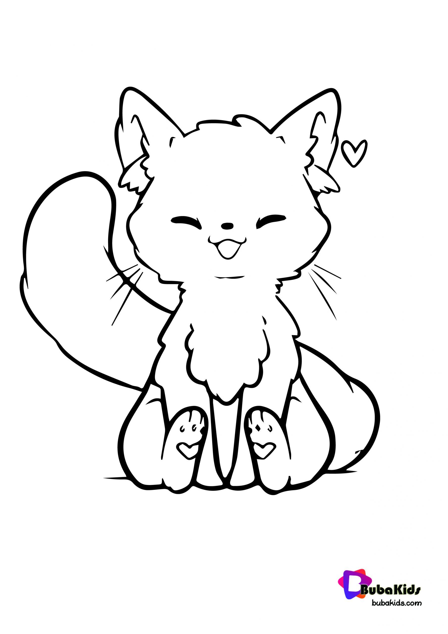 Kawaii Cat Coloring Page Bubakids Collection of animal coloring pages for  teenage printable that you can download … | Cat colors, Cat coloring page, Coloring  pages