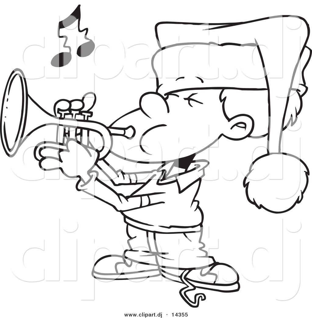 Vector of Cartoon Boy Playing Christmas Music on a Trumpet ...
