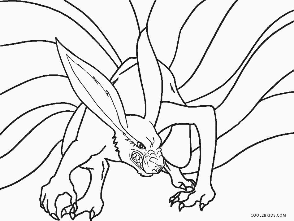 Naruto Coloring Pages Nine Tailed Fox - coloringpages2019