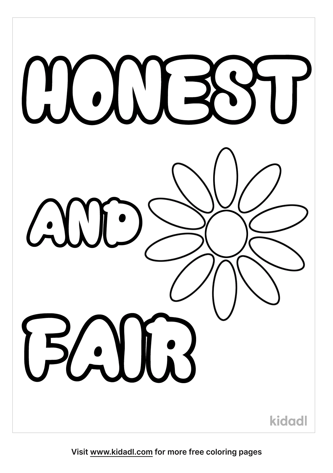 Honest And Fair Coloring Pages | Free Words & Quotes Coloring Pages | Kidadl