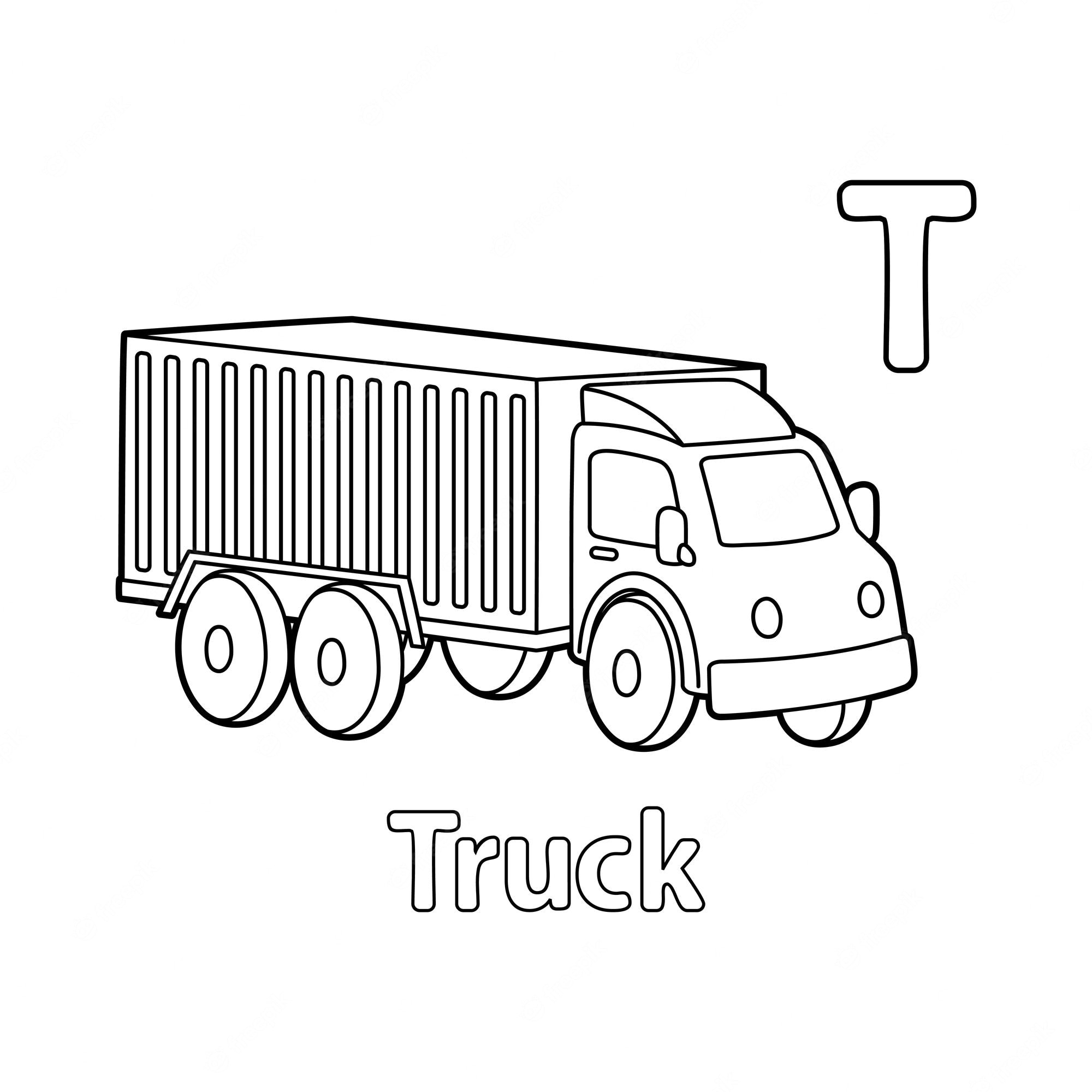 Premium Vector | Truck alphabet abc coloring page t