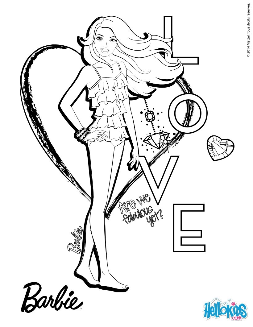 Barbie goes to the beach coloring pages - Hellokids.com