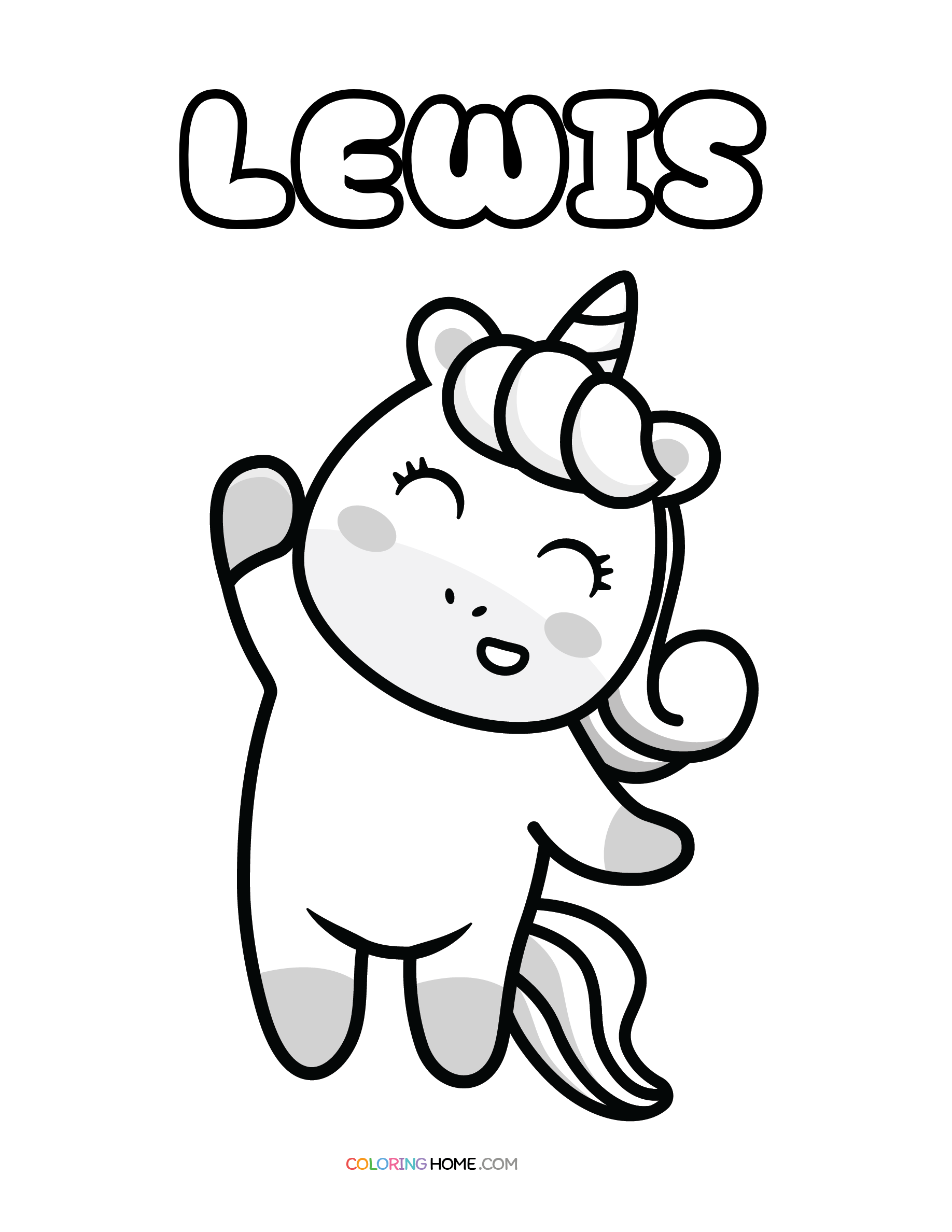 Lewis unicorn coloring page