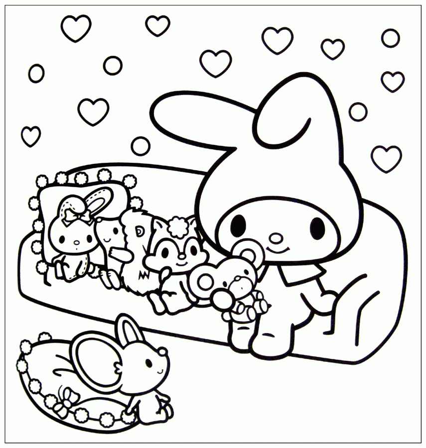 hello kitty friends coloring pages - Clip Art Library