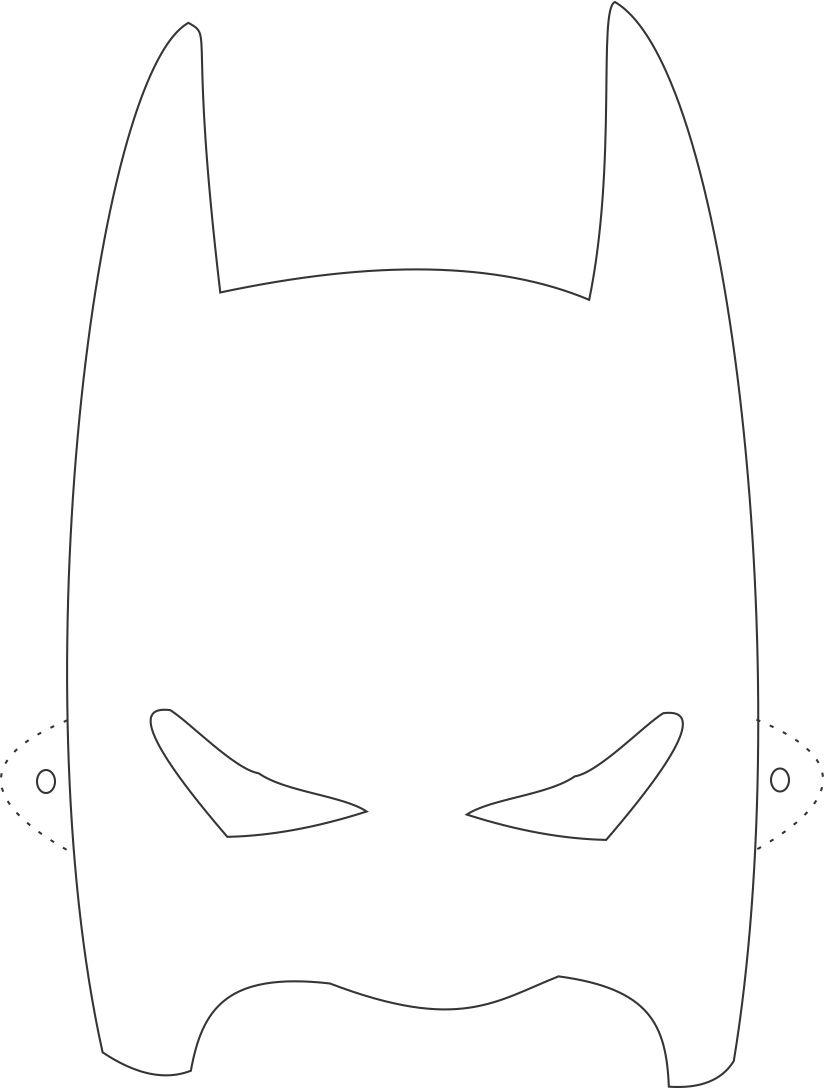 Batman mask printable coloring page for kids